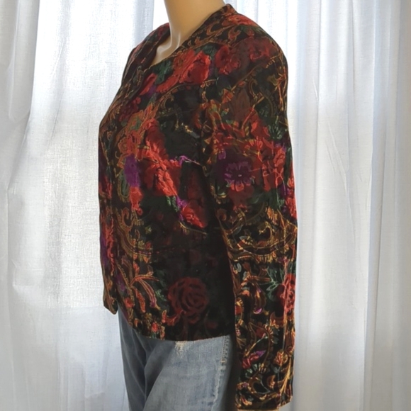 Velvet Jewel Toned Floral Jacket - Picture 3 of 12